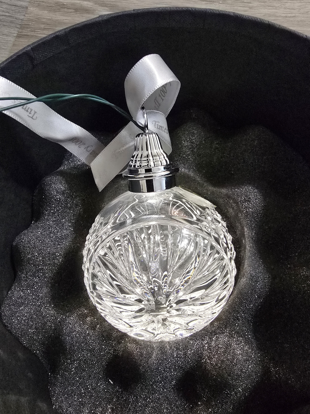 Waterford Crystal Clear Faceted Ornament with Silver Top